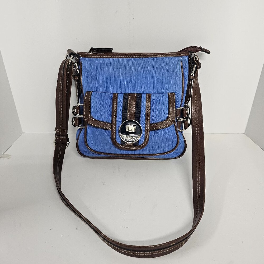 Chaps Crossbody Blue Brown Preppy Casual School